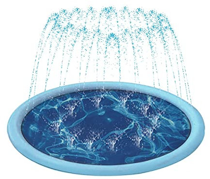 Auptiz Vasca per Cani, Bambini, Materassino per Giochi D'Acqua, Vasca per Cani Fashionable, Sprinkler Pad Piscina per Cani, Bagno per Animale Piscina Realizzato in Materiale PVC Ecologico