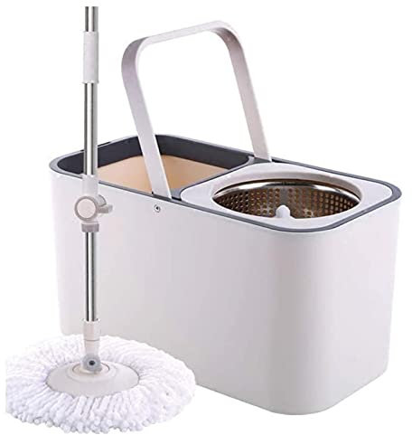 BKWJ Fregonas y cucharas para la Limpieza del Piso, girando Lampazos para Limpieza de Suelos, Spin Mop escurridor Cubo Conjunto con los Jefes de la fregona de Microfibra