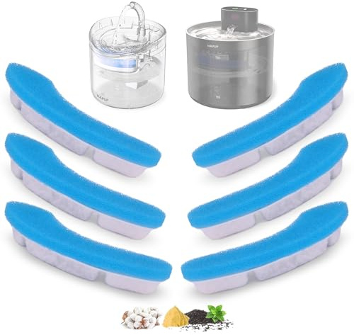 Katzenbrunnen Filter Trinkbrunnen für Katzen Filters Ersatzfilter 6 Wiederverwendbare Aktivkohlefilter für HAPUP Katzentrinkbrunnen Wasserbrunnen für Katzen Welpen 1,8 l
