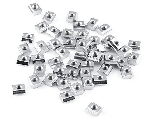 Yosoo Health Gear T Écrous 50pcs Enduit T-Fente Écrou en Acier Au Carbone Filetage Glisser dans La Tête De Marteau T-Écrou Coulissant Fixation Meubles T Écrou pour Profilé en Aluminium