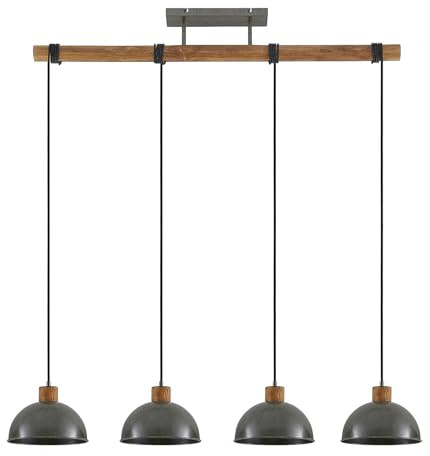 Lindby Pendelleuchte Durbis (Retro, Vintage Antik) aus Holz (4 flammig E27) - Hängeleuchte Esstischlampe Hängelampe Wohnzimmerleuchte