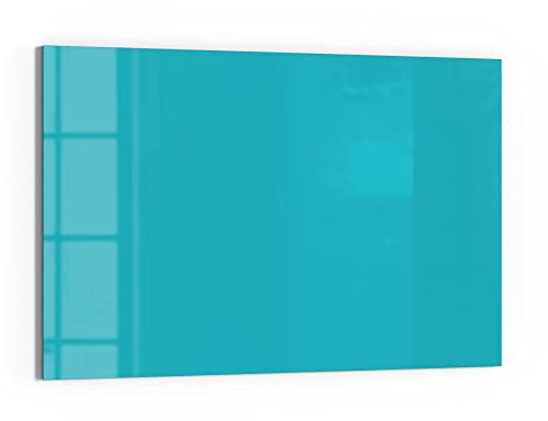 DEQORI Glas-Magnettafel | 90x60 cm groß | Unifarben - Türkis | Memo-Board aus Glas | Magnetboard inkl. Magnete, Stift & Tuch für Küche & Büro | Tafel magnetisch & beschreibbar