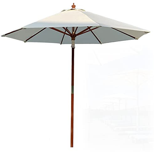 XIAOYUE Gartenschirm 270 cm, Holz-Sonnenschirm Marktschirm Terrassenschirm Rund UV50+, 8 Rippen, Seilzug-System, für Garten, Terrasse, Hinterhof und Pool