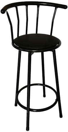 HOMION Rotating Breakfast Bar Stool Chair with Footrest Stylish Cushioned Seat for Kitchen Restaurant - BLACK - Comfortable - 360 Rotating Seat (1, Black)