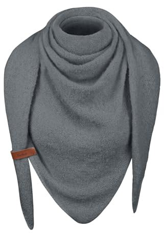 heekpek Schal Damen Winter Strickschal Dreieck Warme Weich Dreiecksschal mit Lederschlaufe Einfarbig Gestrickt Winterschal Herbstschal, Dunkelgrau