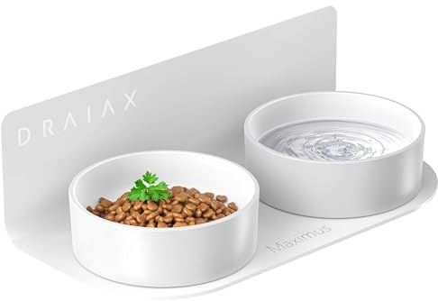 Draiax ElegantFeed in Muro S Wand-Hundenapf Porzellan, erhöht, abnehmbar, weiß