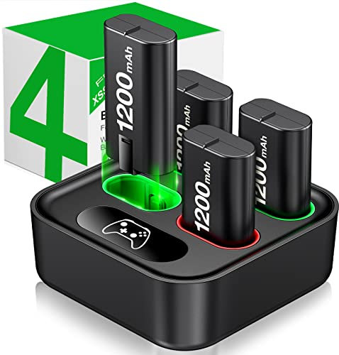 HEYLICOOL Rechargeable Battery Pack for Xbox Series X|S/Xbox One, 4X3000mWh Controller Battery Packs, Rechargeable Batteries with Charging Dock for Xbox One S/X/Elite-Faceplates