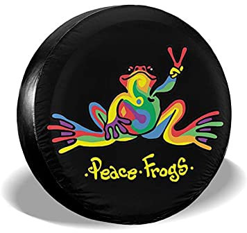 Reifencover Friedensfrosch Retro Tie Dye Swirl Radreifenabdeckung Personalisierte Reserverad Reifen Abeckung Schutz Aufbewahrungstasche, Für Car Zubehör, Reiseanhänger, 16in