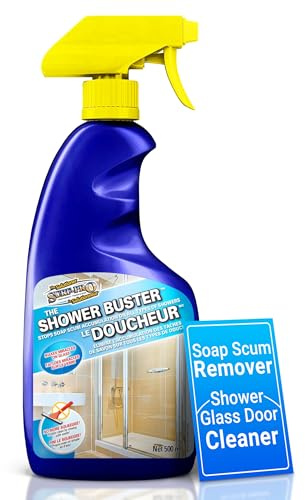 SURF PRO Shower Glass Door Cleaner – Shower Buster Spray for Soap Scum & Hard Water Stains – No Scrub Bathroom Cleaner for Glass, Tile, Chrome, Ceramic, RV and Septic Safe (500ml / 16.9oz)