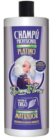 Dona Flora - Champú Matizador Platino - Neutraliza Tonos Amarillos y Naranjas - Pigmentos Violeta - Hidrata y Fortalece -Ideal para Cabellos Rubios, Decolorados o Grises - 1000ml