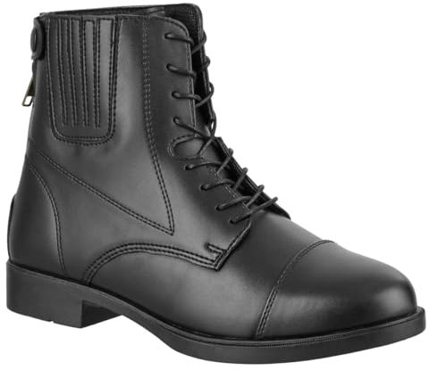 Contrace© Reitstiefeletten »BZ Lace Vegan« - Damen Reitschuhe aus Kunstleder – atmungsaktive Stiefeletten – Reißverschluss, Schnürung, Gummisohle & Mesh-Futter – schwarz – Größe 40