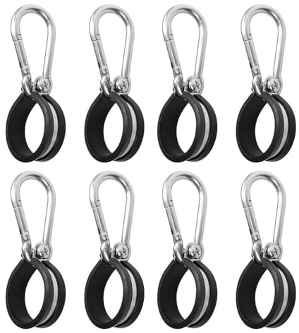 8 Stück Kabelklemme Gummi mit Karabinerhaken - 40mm Rohrschellen Edelstahl mit Gummieinlage, P Clips Schlauchschellen, Metalldraht Kabelklemme Kit