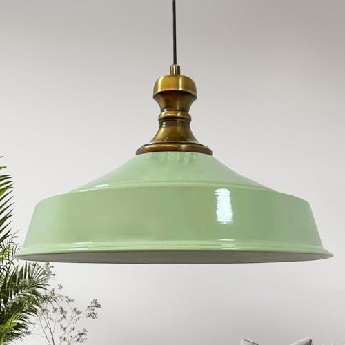 bamyum Asletl-Knob Hängelampe Industrial Vintage Ø41 cm, Küchenlampe Hängend, Pendelleuchte Esstisch, Wohnzimmerlampe Minzgrün Metall