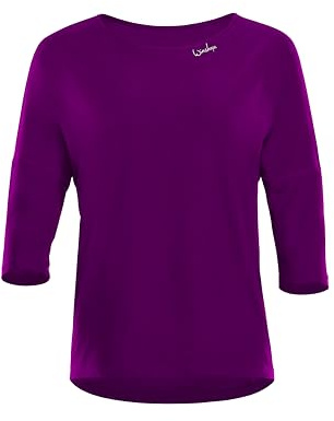 WINSHAPE Dt111ls-Top Funzionale da Donna, Leggero e Morbido, Maniche a ¾ Maglietta da Yoga, Prugna Scuro, S