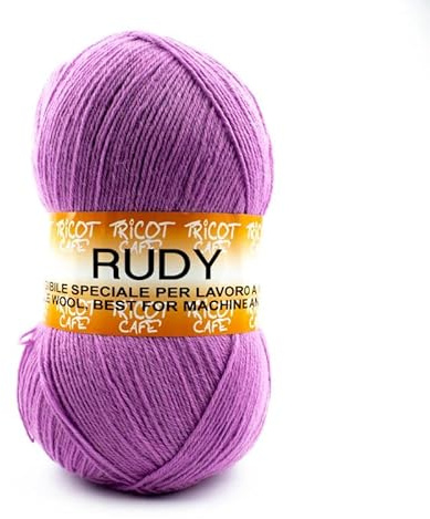 Rudy by Tricot Cafè - Gomitolo in Misto Lana per Maglieria e Complementi d’Arredo - 60% Lana 35% Acrilico 5% Alpaca - Ferri 3.50/4.00-250g (750m)(1 Pezzo)(Ciclamino 8997)