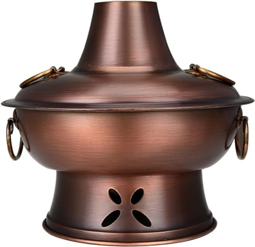 Varm Gryta Hot Pot Köttgryta Hot Pot Koppar Träkol Kinesisk Spis Traditionell Hushållskoppargryta För Hemmet Shabu Gryta (Color : Bruin, Size : 38cm)