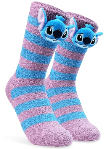 Disney Chaussettes Chaussons Femme et Ado EU 35-41, Personnage 3D, Polaire Chaussettes Antidérapantes, Idee Cadeau Femme
