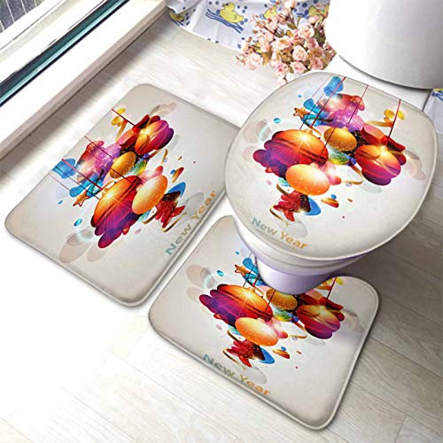 Set 3 Teilig Badvorleger Weihnachtsspielzeug Neujahrshintergrund rutschfeste Fußmatte Set Langlebige Waschbar Badgarnitur Badematten, Für Wohnzimmer, Wc-Sitz Bezug