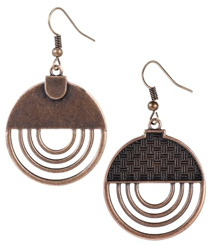 Hängeohrringe Für Damen Boho Ohrringe Messing Hänger Ohrringe Bohemische Ohrringe Runde Indische Ethnische Schmuck Vintage-Ohrringe Im Bohemian-Stil (Braun)