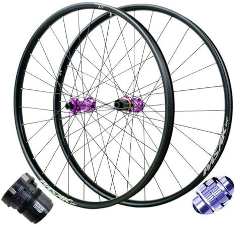 LPYDWZ MTB Fahrrad Radsatz 26/27,5/29 Zoll, Steckachse 148mm DT Lock Hybrid 4 Abgedichtete Lager Mountainbike Felge for 11/12 Gang 1950g(Purple - XD Hub,26 er)