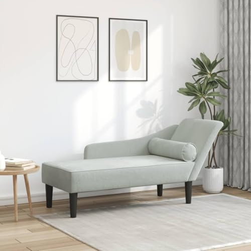 ShGaxin Chaiselongue mit Kissen Hellgrau Samt, Relaxliege Wohnzimmer, Relaxsessel, Lesesessel, Ruhesessel, Bettsofa - 4007588