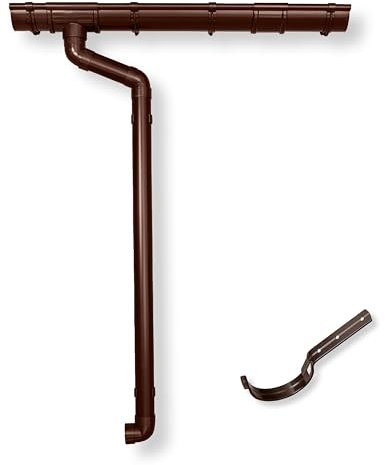 Dachrinne Halbrund RG 100 NW100/125 Braun | Befestigung mit Rinneneisen | Komplettsets bis 10m Dachlänge | Typ 300 Fallrohr DN 60 | Kunststoff PVC Anthrazit | 4Home&Garden (Dachlänge bis 300cm)