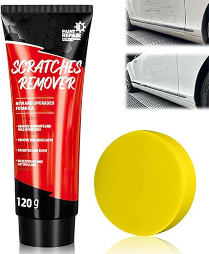 lomdung Pasta lucidante Auto con Spugna, Pasta per Graffi Carrozzeria, Leva Graffi Auto, Pastas Lucidante per Carrozzeria, Cancella Graffis Profondi per Autos, per Tutti i Tipi di Veicoli, 120ML