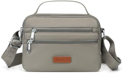 JANKS Sac bandoulière imperméable pour femme, sac à bandoulière pour femme, nylon, plusieurs compartiments, Lait de café