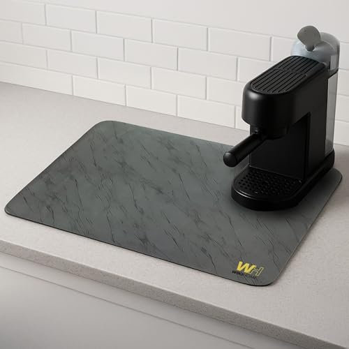 WIKI HOME - Tappetino Scolapiatti da Lavello Grande, Tappetino Macchina Caffe 40x30 cm - Design Elegante e Moderno, Perfetto per Ambienti Domestici - Grigio Neutro