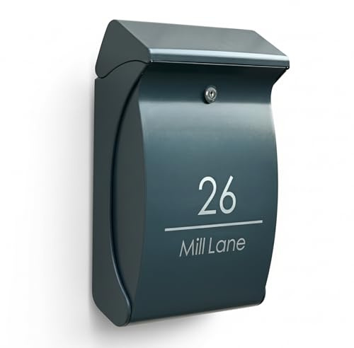 Swing Wall Mounted Letterbox – Modern Lockable Post Box for Outdoor Use, Weatherproof Plastic Mailbox with Keys – Secure Wall-Mount Mail Holder – Made in Germany | Anthracite Grey | 12.9x 27.1x 41.9cm