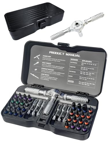 Ensemble de tournevis à cliquet 40 en 1, kit d'embouts de tournevis S2 en alliage d'acier avec poignée amovible en T, outil de réparation magnétique multi-embouts pour électronique, PC, lunettes