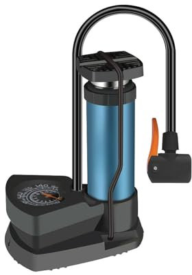 Manometer Fußbetriebene Hochdruckpumpe Für Fahrräder, Elektrofahrzeuge Und Autos Doppelventil(The barometric Model is Blue)
