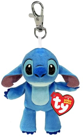 TY - Beanie Babies Clip - Bague Porte-clés en Peluche Douce - Stitch - Collection Disney Lilo & Stitch - 12 Cm - T34013