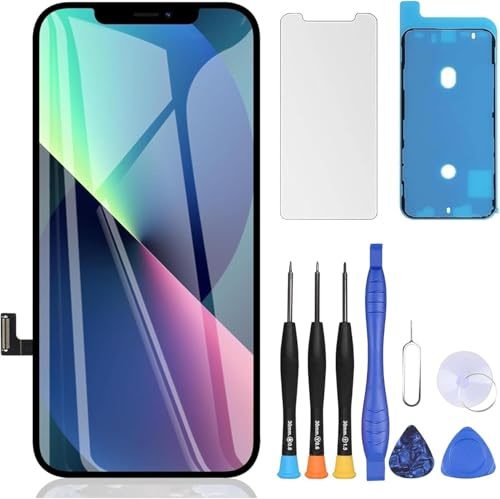 ZOETEC Écran de remplacement pour iPhone 13 6,1 pouces LCD Full HD Retina COF écran tactile numériseur assemblage avec outils de réparation, adhésif étanche, verre trempé
