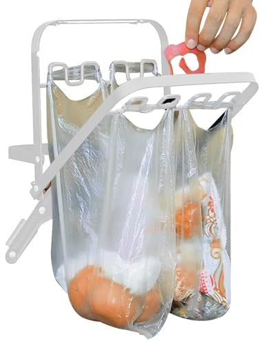 Support de sac poubelle – Support de poubelle pliable en fil métallique pour sacs de 50 à 107 litres, étagère en métal robuste pour la maison, le garage, le camping-car, la terrasse, la buanderie