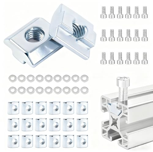 Dado a T M8, 16 Pezzi Dadi Scorrevoli M8, Scanalatura a T in Acciaio al Carbonio per Scanalatura per Estrusione di Profili in Alluminio Serie 40