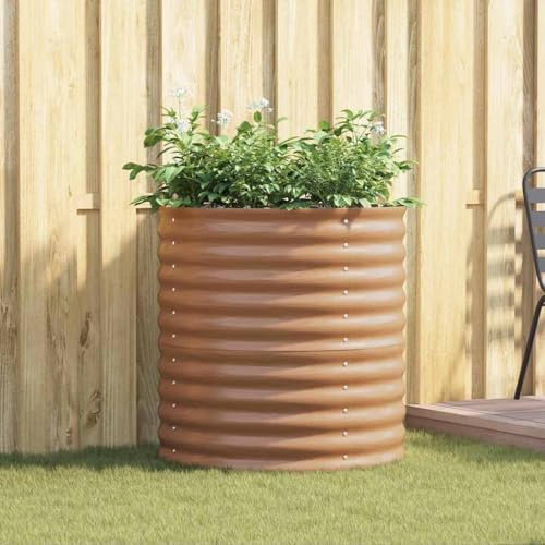 Mokuyary trädgårdsbädd brun 80 x 80 x 81 cm stål metall hög bädd, stabil för grönsaker örter blommor trädgårdsbädd grönsaksbädd