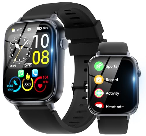 Smartwatch Uomo donna Rispondi/Effettua Chiamate, 1.85'' HD Orologio Smartwatch con Sonno/Contapassi/Cardiofrequenzimetro, 110+ Modalità Sportive Fitness Tracker Impermeabile IP68, Nero