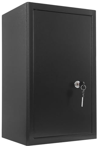 Stahl Sicherheitsschrank mit Schlüssel, Schwarz 60 Liter Sicherheitsschrank für Heimgebrauch, für Schlafzimmer, Studienräume, Schmuckgeschäfte 62.5 * 37 * 31cm