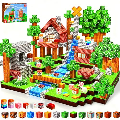 Magnetische Bausteine Blöcke 150 Stück,Magnetbausteine Magnetspielzeug Magneten Kinder Magnetische Bauwelt Mine Spielzeug Magnetblöcke für Kinder ab 3-9 Jahre Ganzjahres Abnehmbare Ostergeschenke