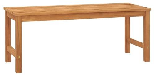 Mhdvray Gartenbank 114 cm Teak Massivholz, wetterfeste Balkonbank ohne Lehne, 3-Sitzer Sitzbank Outdoor für Terrasse, Garten, Balkon