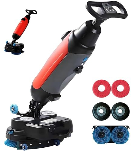 TDSYOCG Lavasciuga Pavimenti Automatico Compatto Senza Fili, 36V Batteria al Litio, 360° Doppie Spazzole 240 Giri/Min, 3 in 1 Multifunzione, Larghezza 42cm, per Pavimenti Legno Marmo Cemento