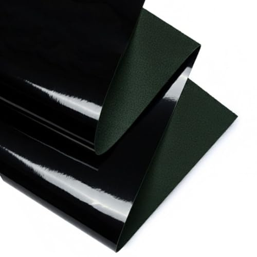 KGS Kozmo - Hojas de piel de vaca de grano completo, 1,3 – 1,5 mm de grosor, hoja de piel de vaca para trabajos y reparaciones de cuero (negro brillante, acabado de charol, 30 x 60 cm)
