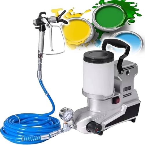Pulverizador de pintura sin aire con presión ajustable, capacidad de 2 litros y manguera de 5 m, eficiente para pintura de paredes y revestimiento de cercas