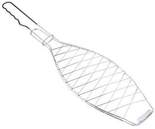 Fischbräter, Gesamtgröße 41 x 14cm, mit beschichtetem Griff , Fischwender, Fischgriller, Grillfischklammer