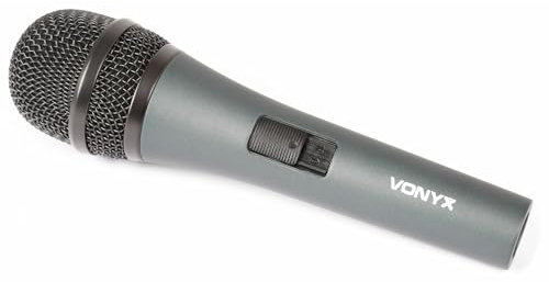 Vonyx DM825 Microfono dinamico XLR da Studio, Canto, Palco, Dj Set (filtro pop integrato, Lunghezza del cavo: 5 metri, Scocca in metallo)