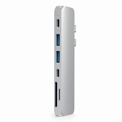 SATECHI 7-in-1 Dual USB-C Pro-Hub, 87-W-PD, Silber