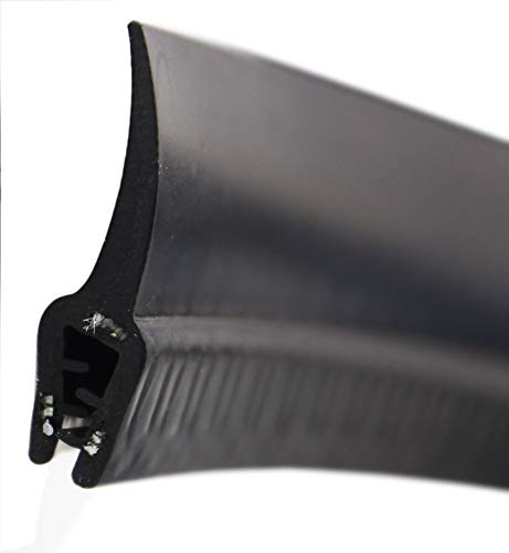 SMI-Dichtungsprofil DF6 für 1-2,5mm EPDM Vollgummi mit Stahleinlage selbstklemmend ohne Kleber - Kantenschutz mit Fahne oben Dichtung, Kantenschutzdichtprofil für Auto, Kofferraum (1 m)