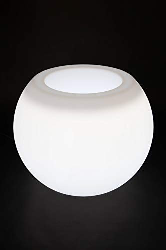 point-garden Blumenkübel Blumentopf Pflanzkübel weiß beleuchtet LED Höhe 49 cm