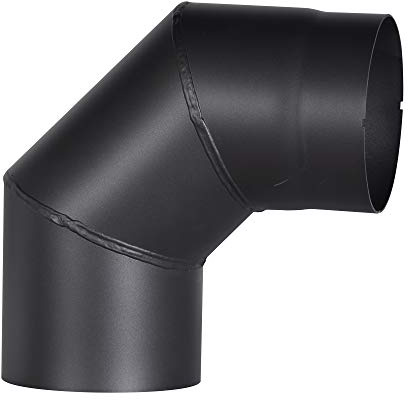 Ofenrohrbogen aus 2 mm starken Stahl (Rauchrohr) in 160 mm Durchmesser, für Kaminöfen und Feuerstellen, Senotherm, schwarz, 90 Grad, ohne Reinigungstür